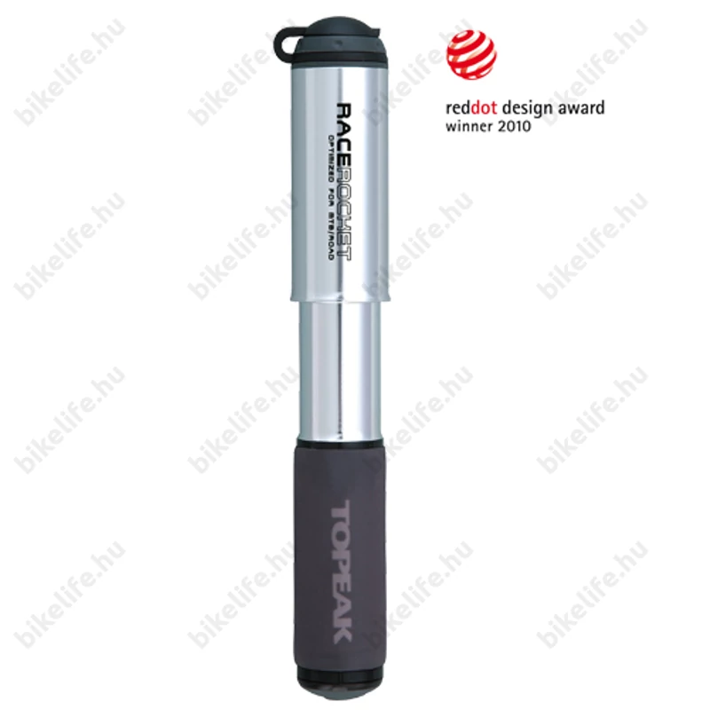 Pumpa mini Topeak RaceRocket, 8bar/180mm/85gram ezüst, univerzális fej, CNC-zett alu test