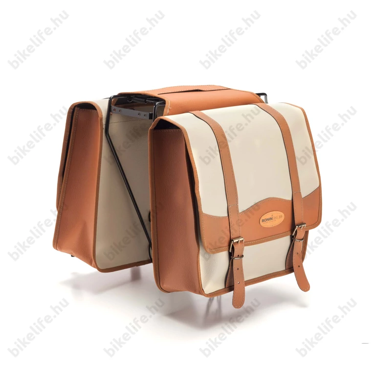 BoninBike West csomagtartótáska műbőrből két részes 2x12,5 liter krém/bézs színű