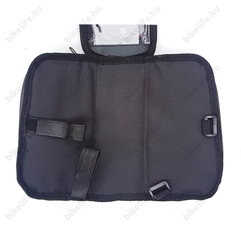 Kiterítve a táska alján jól láthatóak a pántok és az ellendarabjaik.só rész