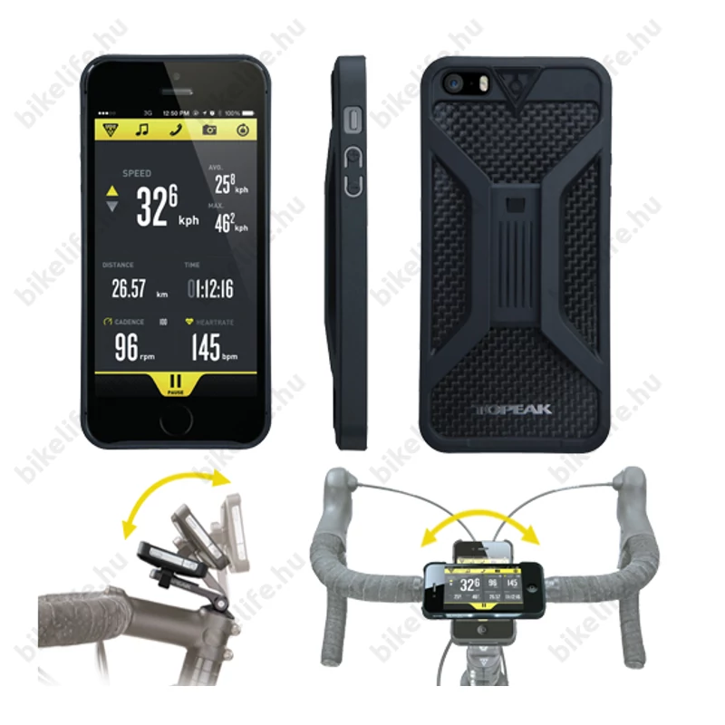 Topeak Ride Case mobiltelefontartó, iPhone 5/5S-hez, dönthető, karbon hátlappal