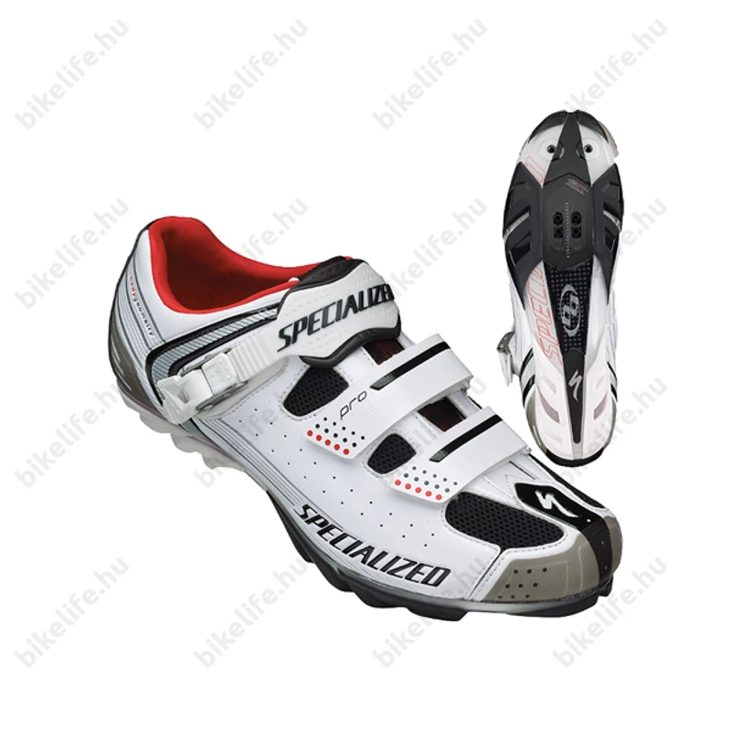 Specialized Pro MTB kerékpáros cipő 44,5-es csatos, fehér/piros