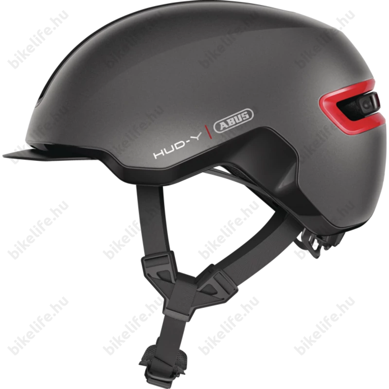 Abus HUD-Y felnőtt városi bukósisak In-Mold, mágneses hátsó lámpa, titán S (51-55cm)