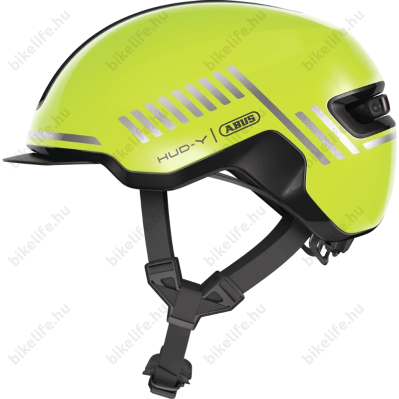 Abus HUD-Y felnőtt városi bukósisak In-Mold, mágneses hátsó lámpa, signal yellow L (57-61cm)