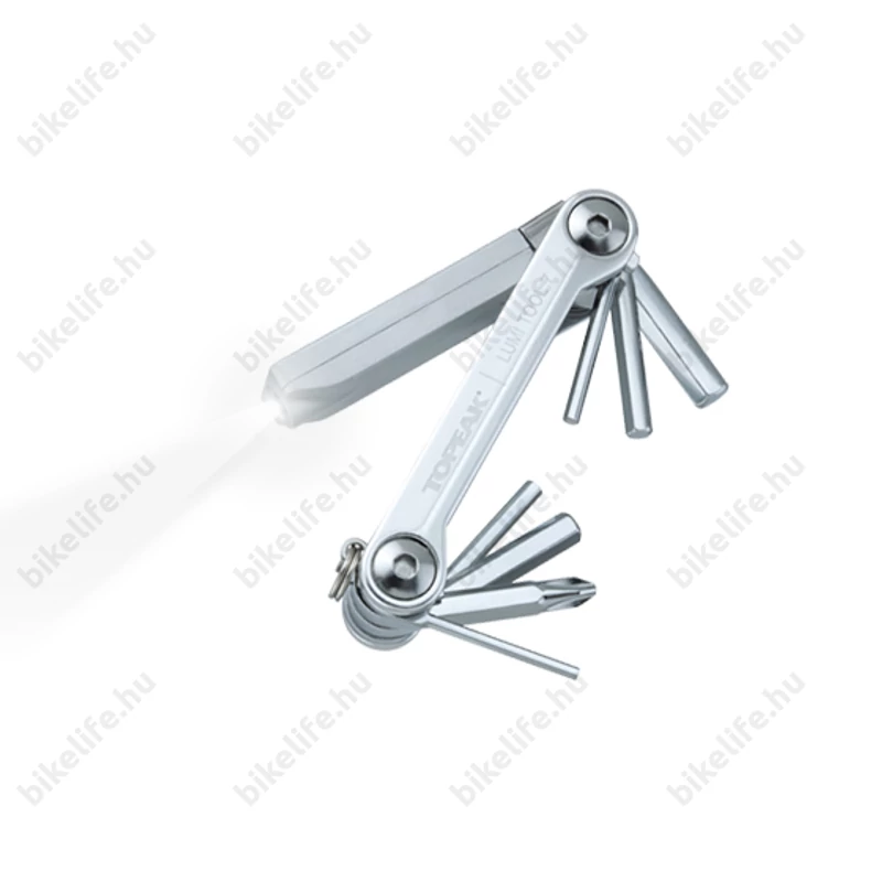 Topeak LumiTool 7 kerékpáros szerszámkészlet alu testtel, 7 funkció, zseblámpa