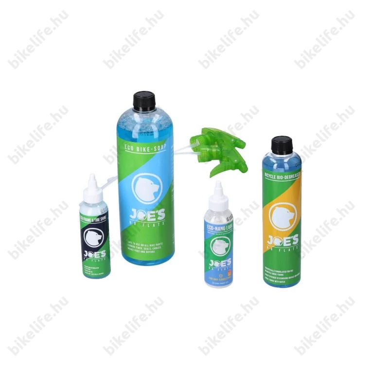 Joe's No-Flat Clean & Lube szett (sampon, láncolaj, zsírtalanító, váz és gumiápoló)