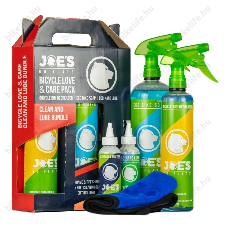 Joe's No-Flat Clean & Lube szett (sampon, láncolaj, zsírtalanító, váz és gumiápoló)